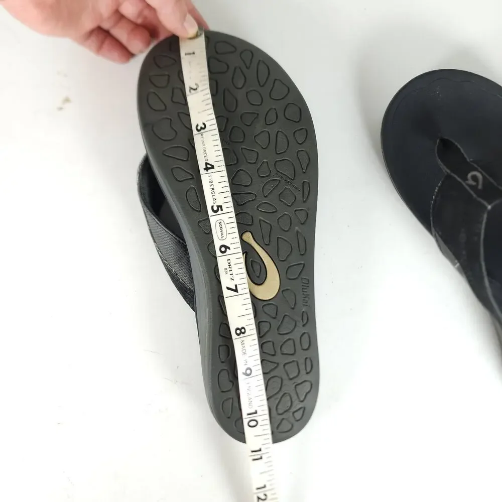 Olukai Men's Ohana US9? Black Gray Slip On Flat Thong Sandals